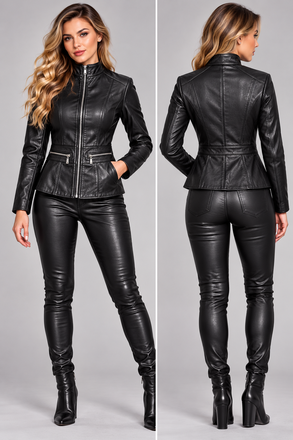 Women's Fitted Leather Jacket - Standard