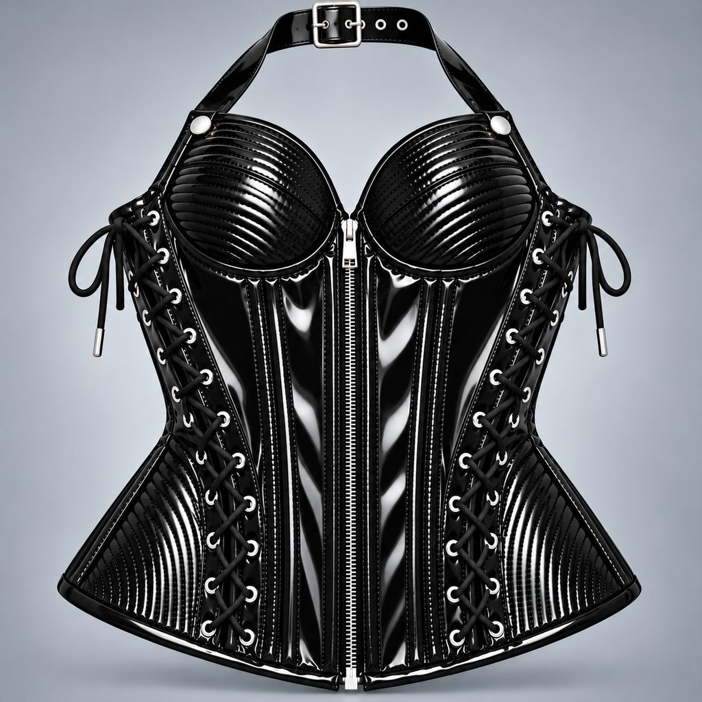 PVC Leather Corset – Front Zip OverBust - AQQ
