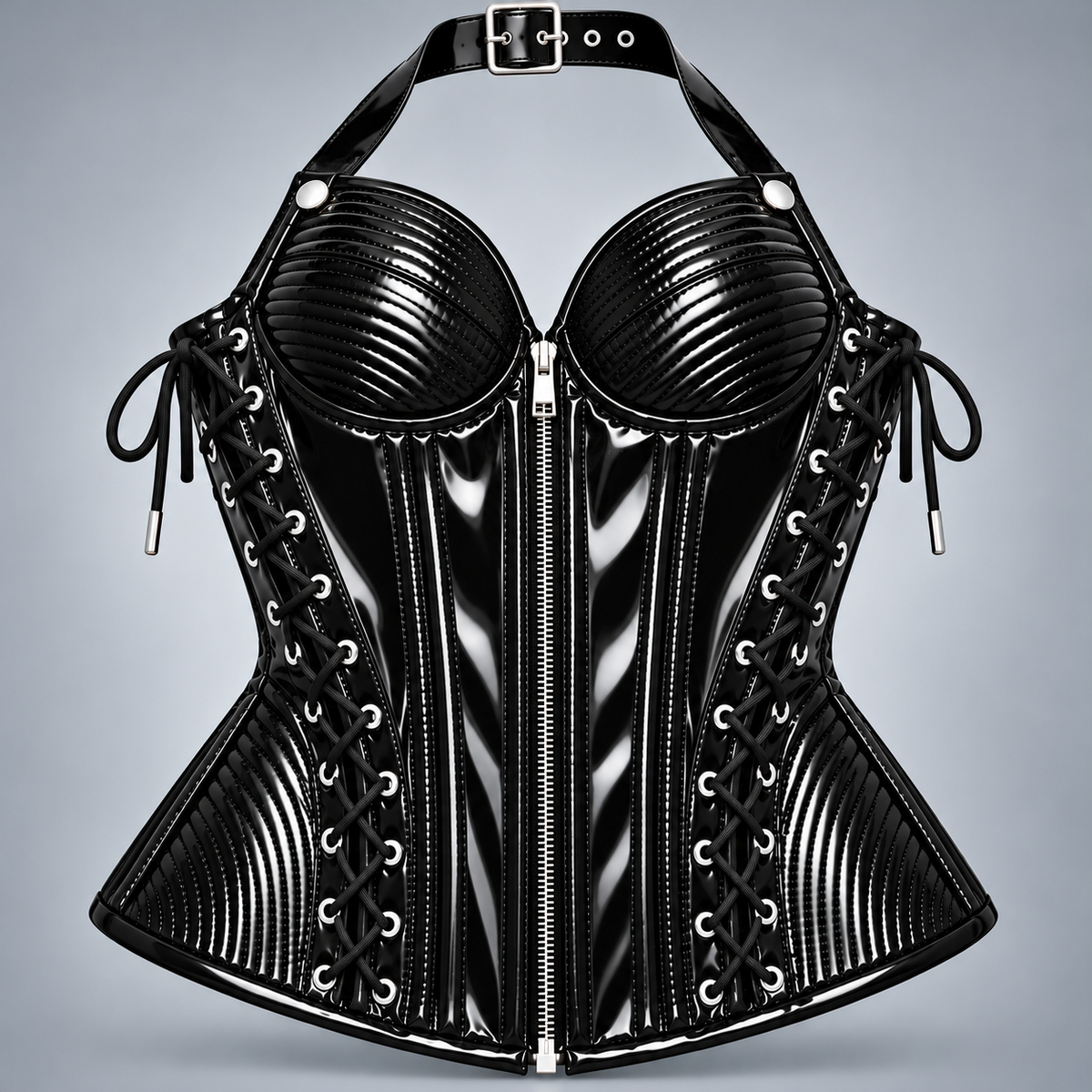 PVC Leather Corset – Front Zip OverBust - AQQ