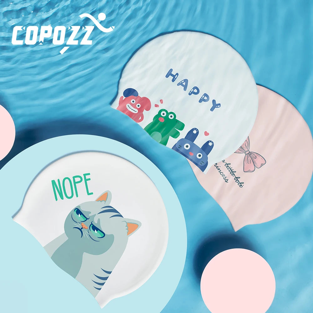 COPOZZ Water Sports Women Men Swimming Cap Ear Protect Long Hair Large Swim Pool Hat Professional Sports Waterproof Swim Cap