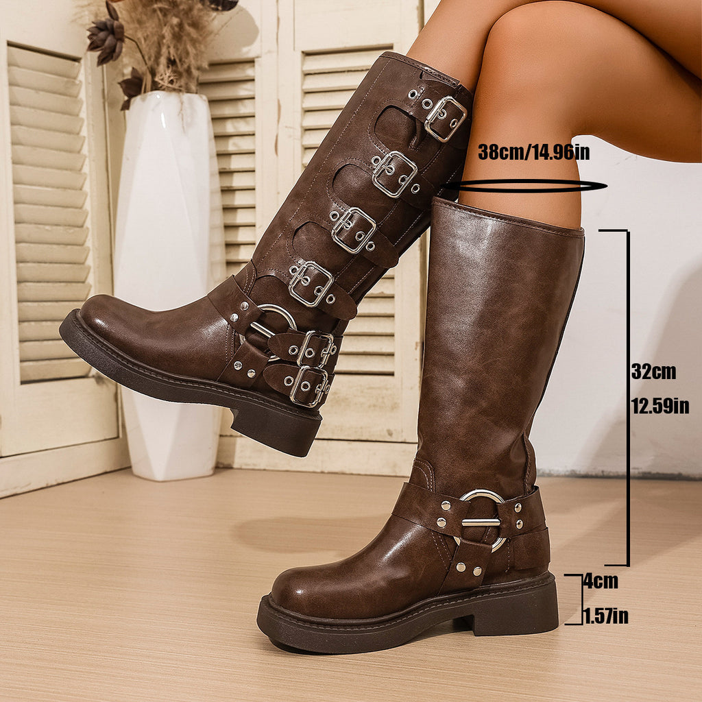 Western Cowboy Boots Retro |  Brown Boots Maillard Style Boots  Popular Knight Boots