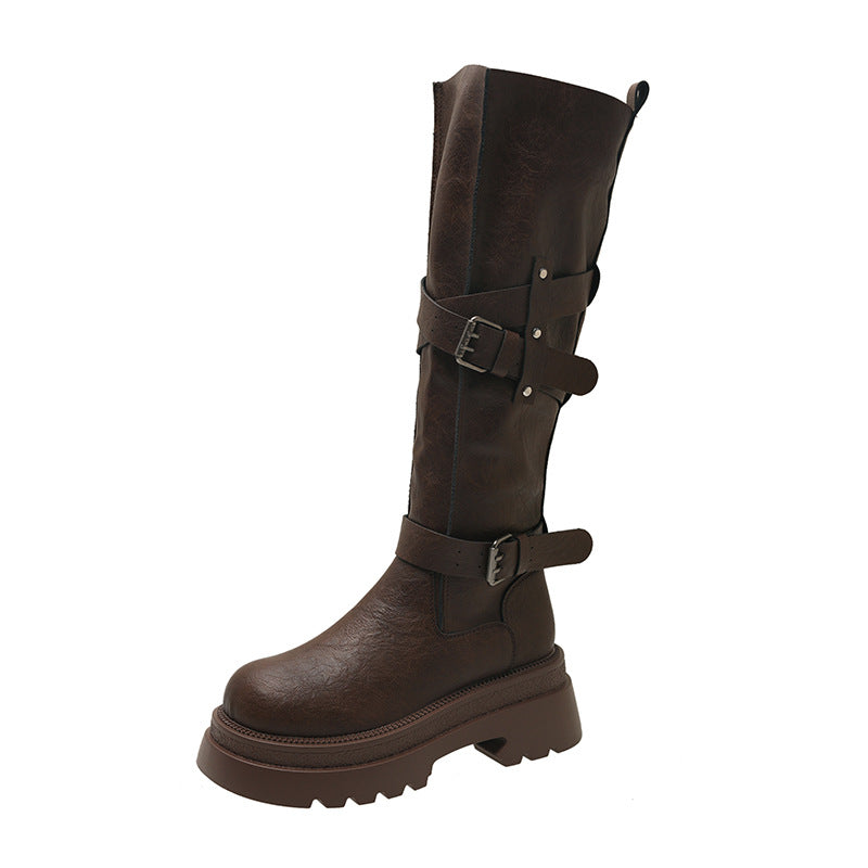 Cowhide Version ~ Thick-Soled Height-Increasing | Versatile Retro Over-The-Knee Boots Knight Boots