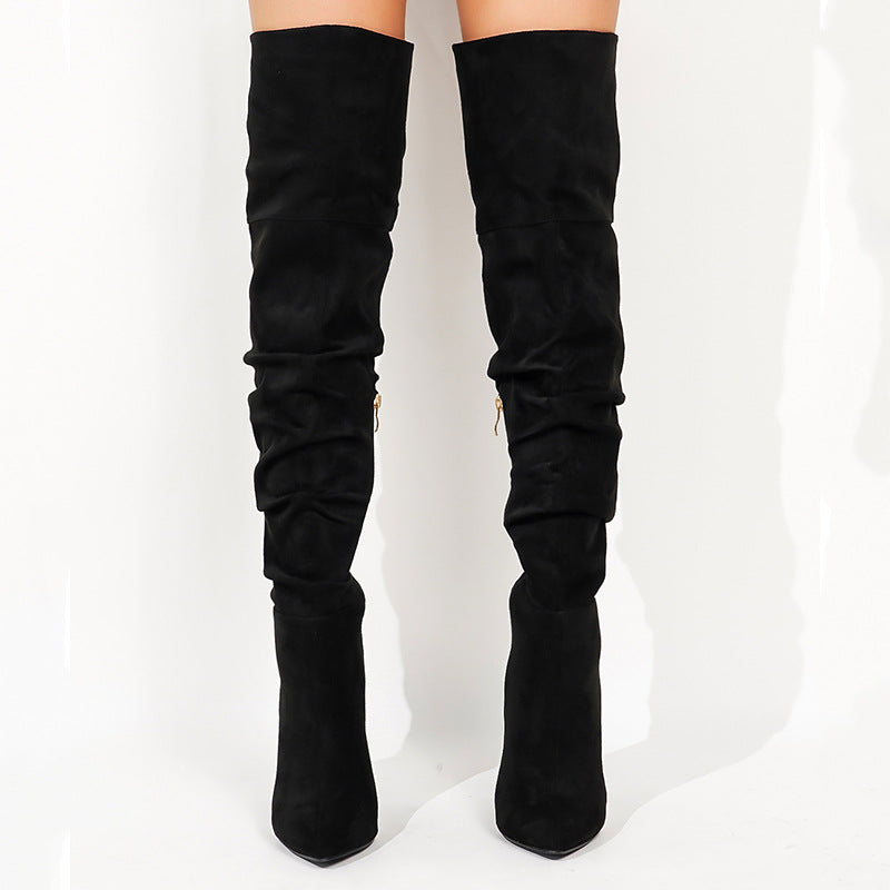 Slim Pointed Over-the-knee Boots Heap Boots Thin Heel