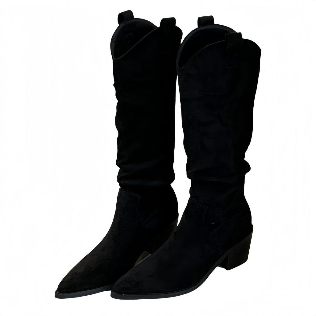 Long Boots, High Boots, Pointed Toe Retro Knight Boots,Thick Heels and High Heels