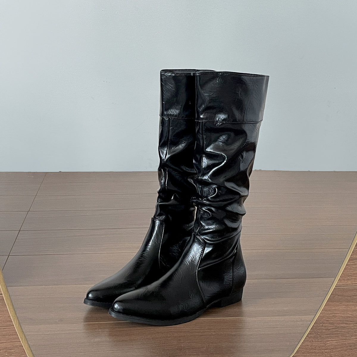 British Pointed Toe Thick Heel Inner Heightening Boots - Slim Retro Knight Boots