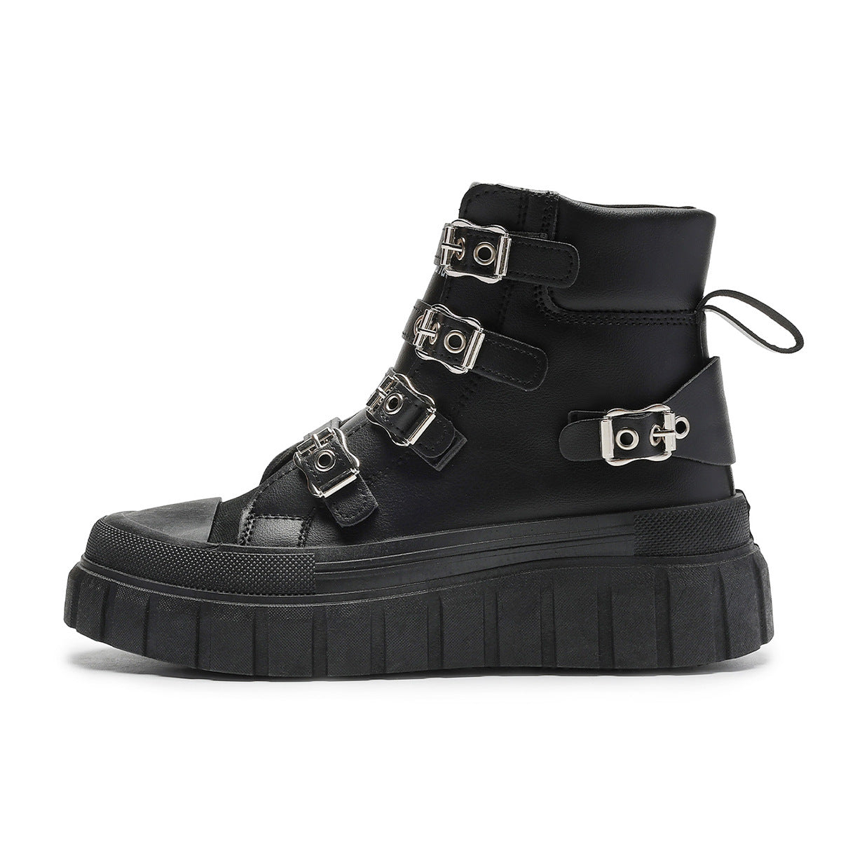 Thick-Soled Heightening Large Size Short Boots for Women, Simple and Versatile Metal Buckle Boots