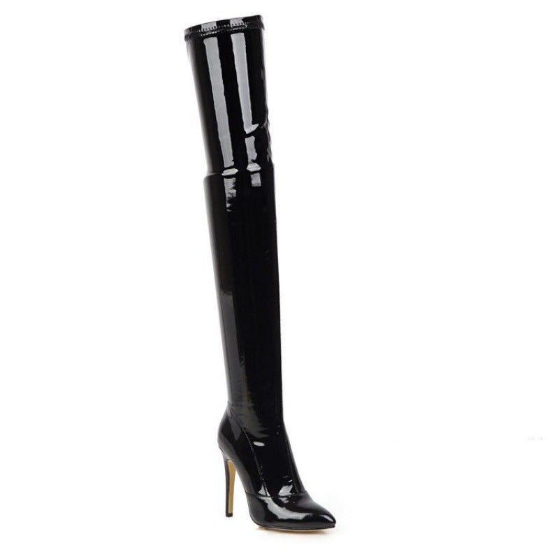 Large Size Heels, Women's Heels with Side Zipper, Pointed Toe, Stiletto Heel, High Heel, Over-The-Knee