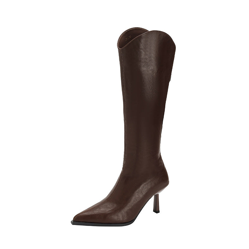 Leather Boots Stiletto Boots over the Knee Women's Boots High Heels High Boots Back Zipper
