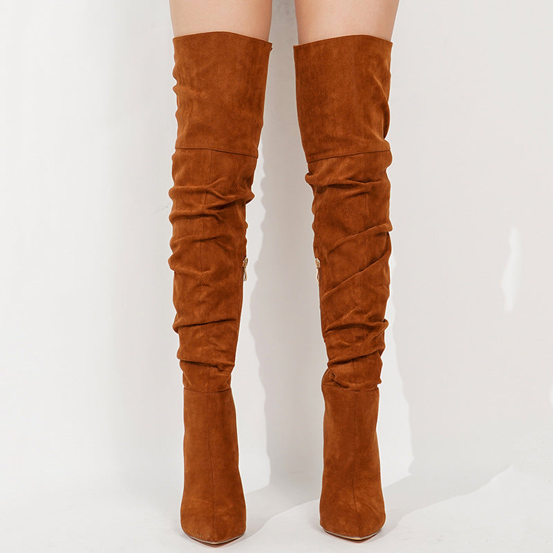 Slim Pointed Over-the-knee Boots Heap Boots Thin Heel
