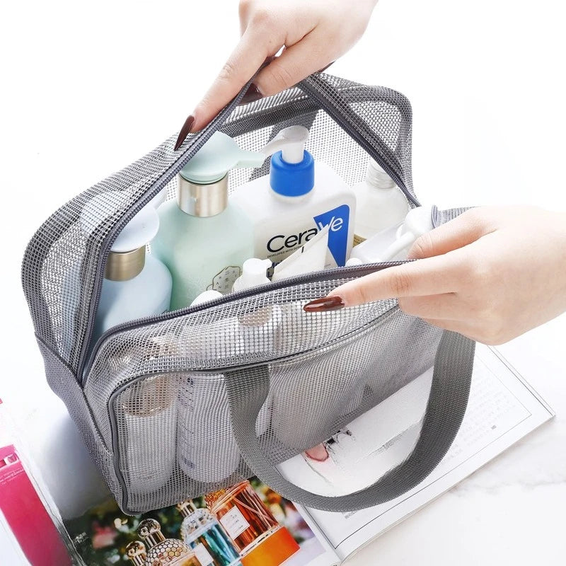 New Bathing Bag Mesh Shower Toiletry Pouch Travel Makeup Storage Holder Portable Bathing Bag Mesh Shower Toiletry Pouch Portable
