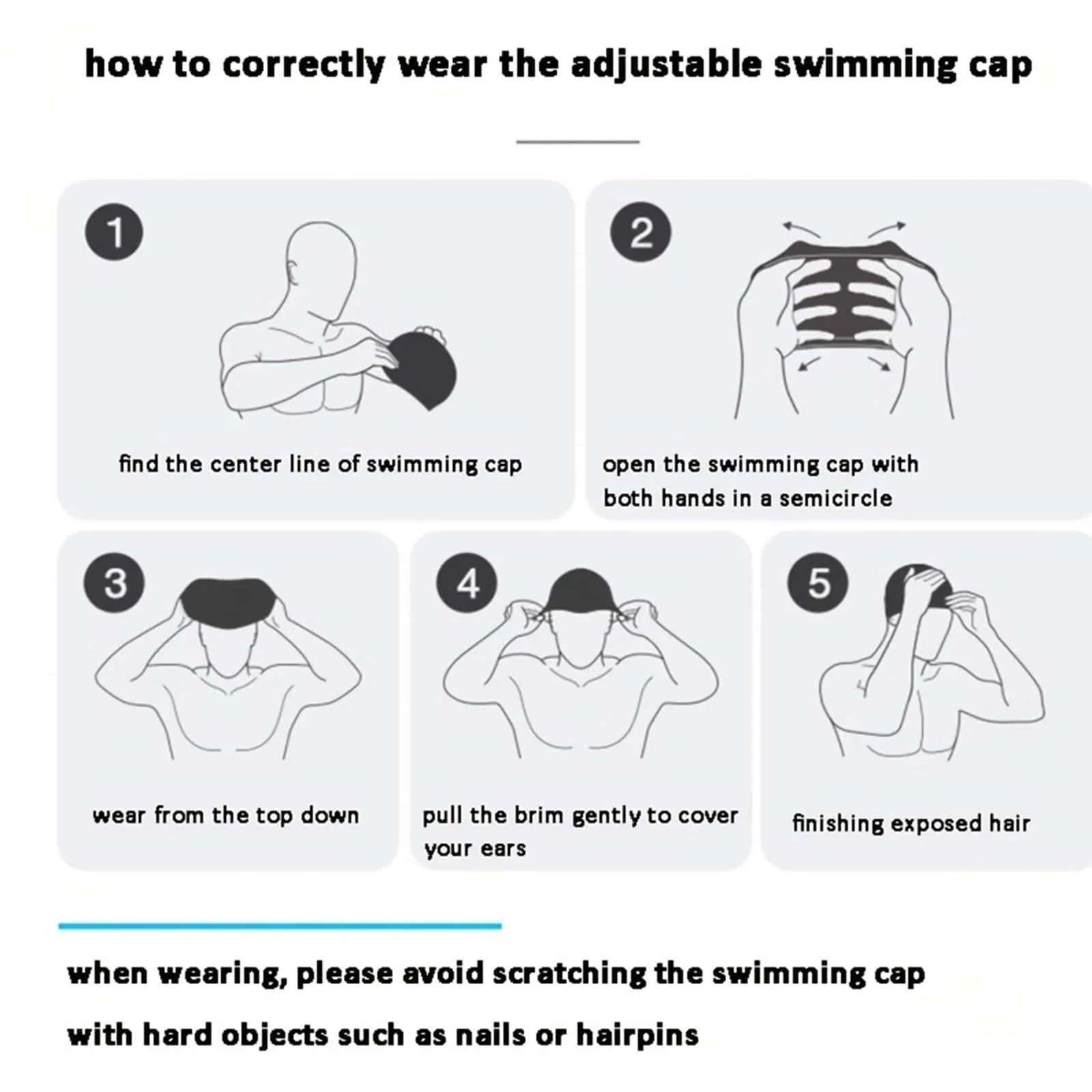 1PC Swimming Cap Waterproof Breathable Comfort PU Coating Swimming Gear for Men and Women Adults Water Sports