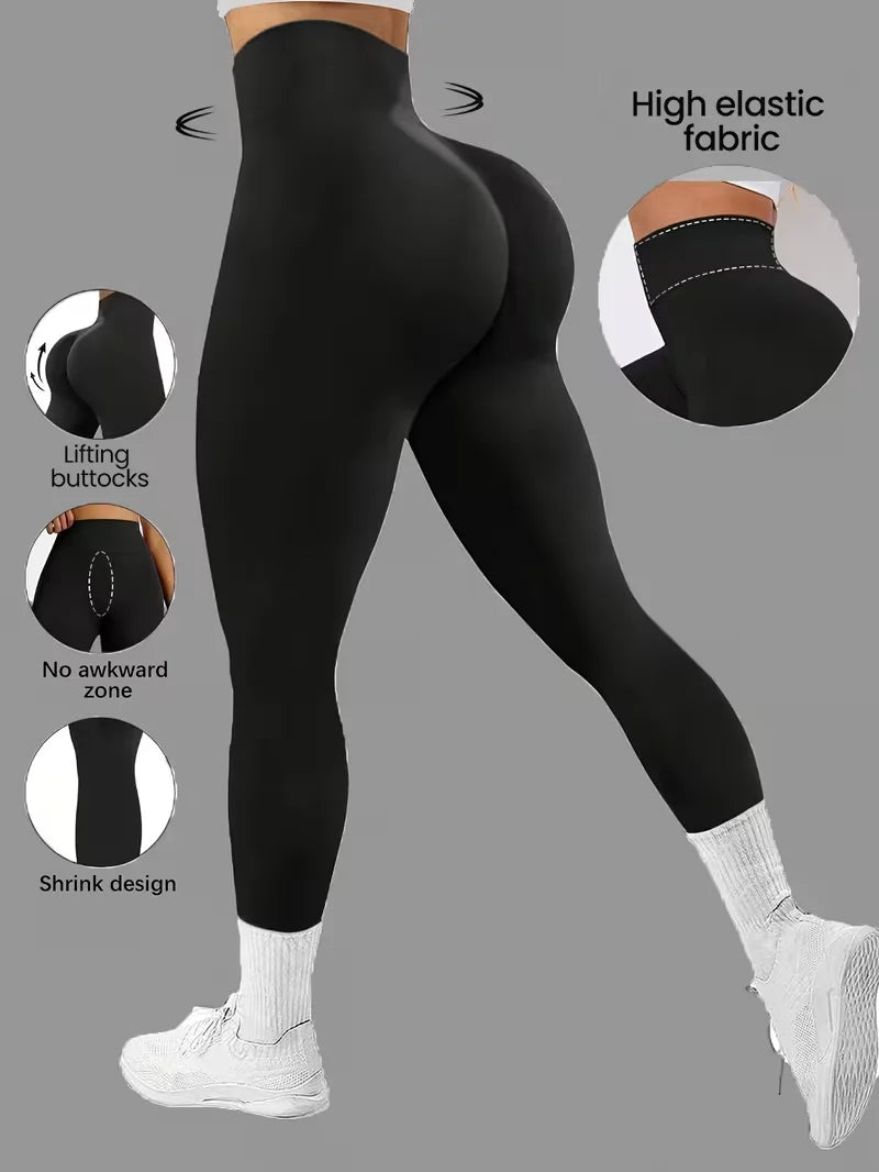 Black Sexy Tight Yoga Pants High Waisted Stretchy Leggings Womens Sports Fitness Trousers Tummy Control Running Training Tights