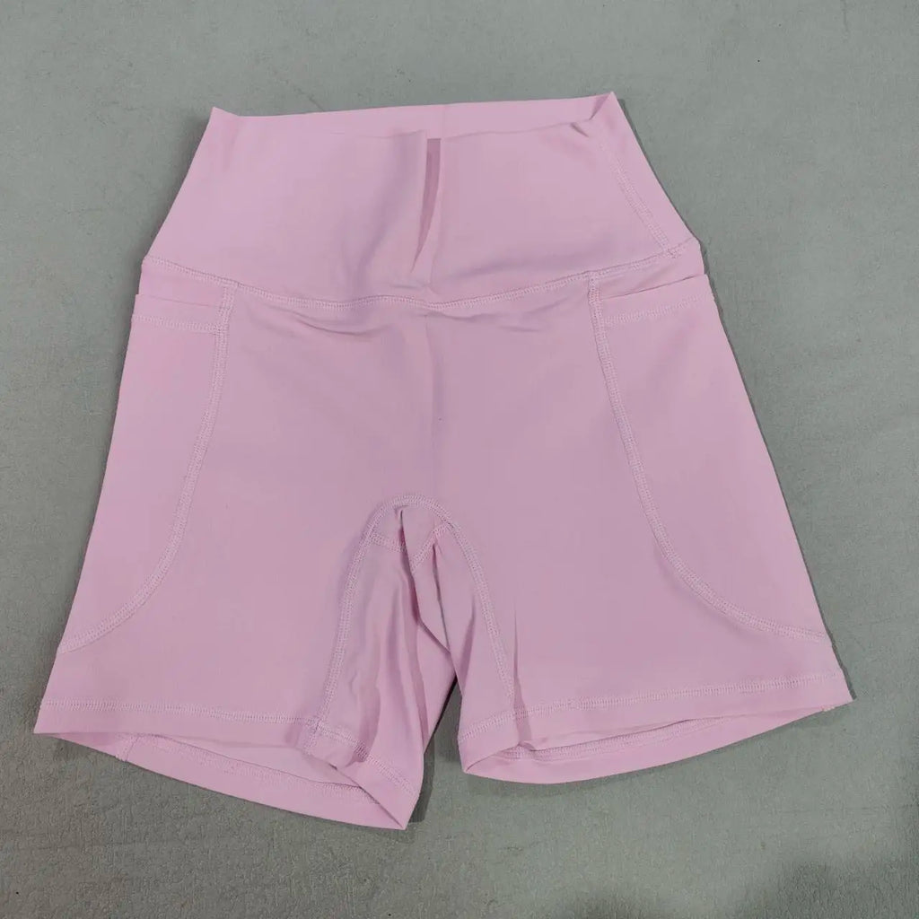Women Sports Short With PocketedYoga Legging Shorts Squat Proof High Waist Fitness Tight Shorts Quick Drying Cycling Workout Gym