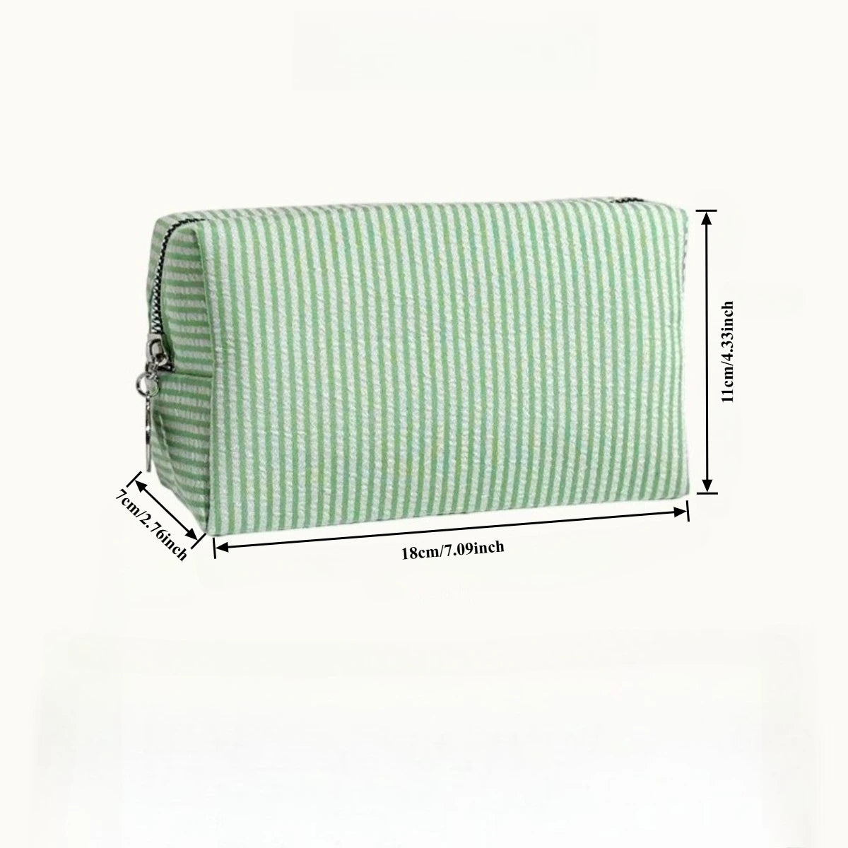 Striped Cosmetic Bag, Bubble Chiffon Portable Travel Toiletry Bag, Large Storage Makeup Organizer Pouch Student Makeup Bag