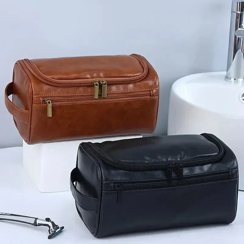 Leather Toiletry Bag For Men Women Kit Mens Hanging Toiletry Bag Travel Toiletry Bag For Traveling Large Capacity Cosmetic Bag
