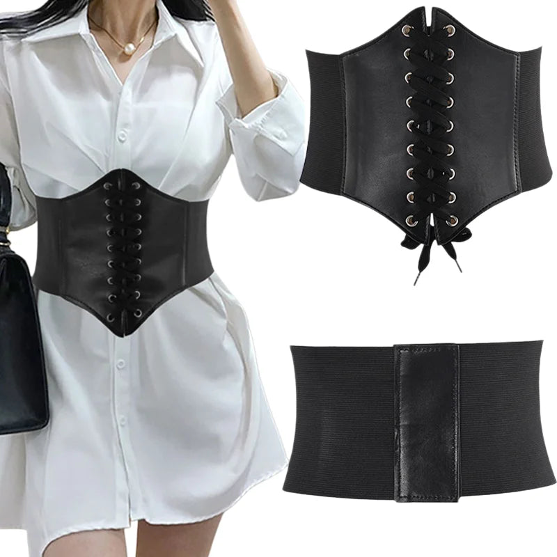 Women's Corset Body Shapewear Sexy Wide Leather Belt Cummerbunds Strap Belts for Women High Waist Slimming Corsets and Bustiers