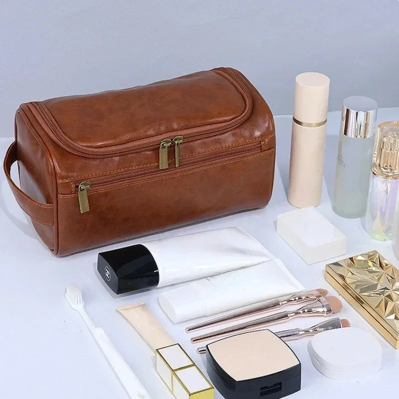 Leather Toiletry Bag For Men Women Kit Mens Hanging Toiletry Bag Travel Toiletry Bag For Traveling Large Capacity Cosmetic Bag