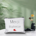 Merci Maitre Cosmetic Canvas Clutch Back To Shool Makeup Bag Lipstick Designer Case Make Up Pouch Teacher Pencil Gift Pouch