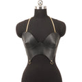 Punk Gothic Black PU Adjustable Corset Bustier Top For Women Street Decor For Rave Club Festival Party Daily Outfit
