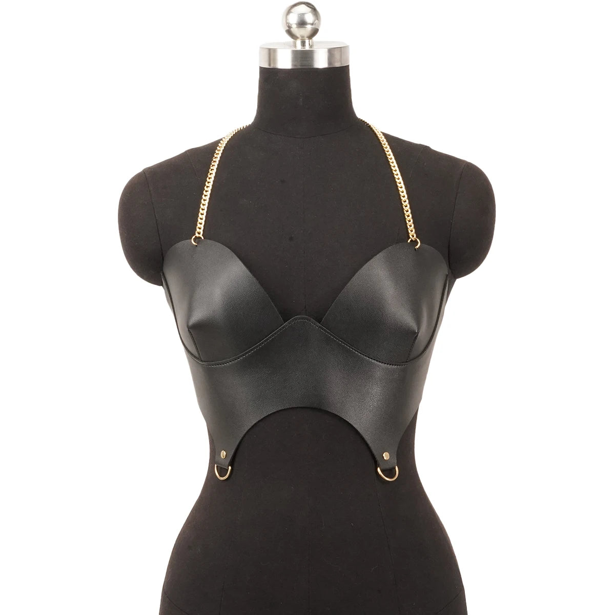 Punk Gothic Black PU Adjustable Corset Bustier Top For Women Street Decor For Rave Club Festival Party Daily Outfit
