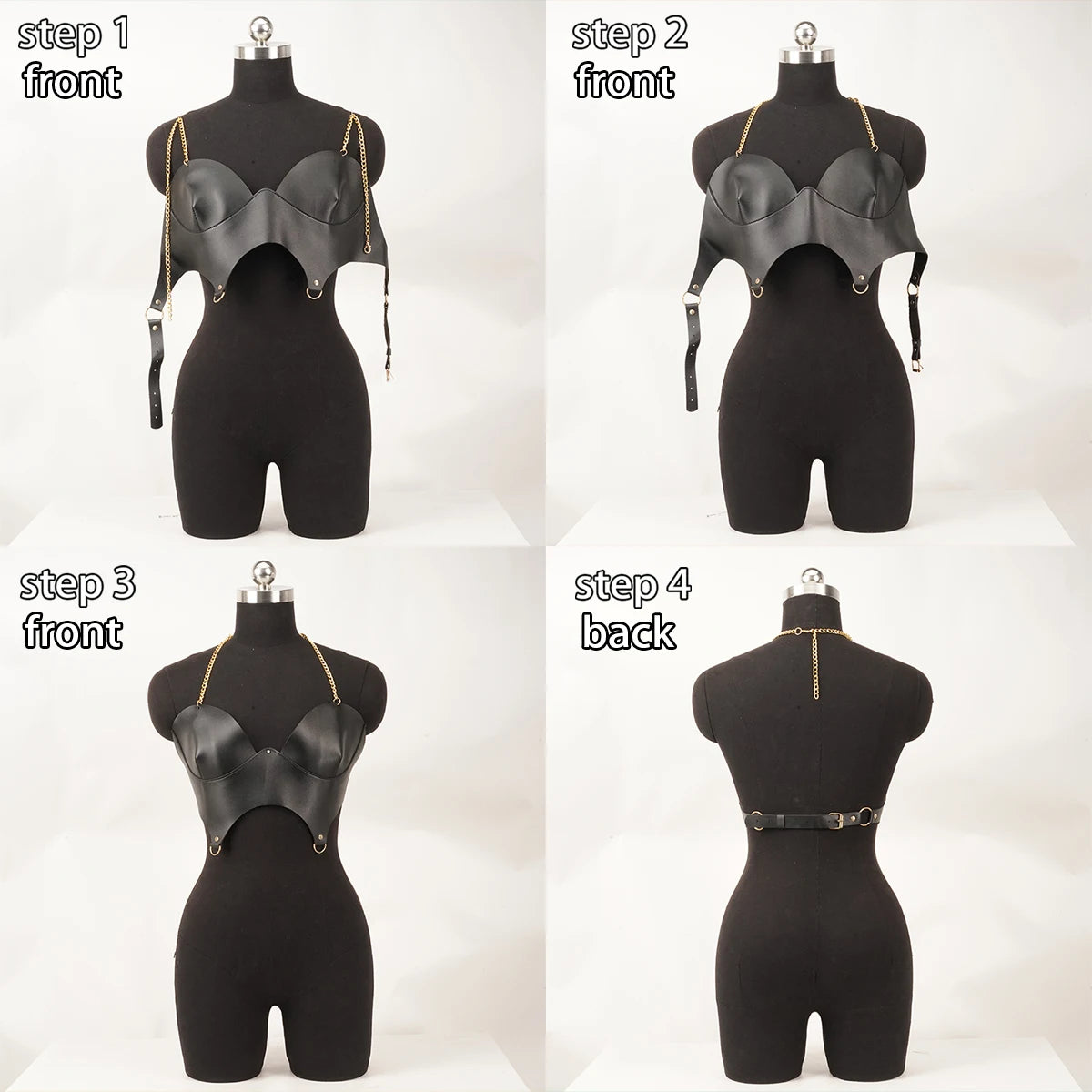 Punk Gothic Black PU Adjustable Corset Bustier Top For Women Street Decor For Rave Club Festival Party Daily Outfit