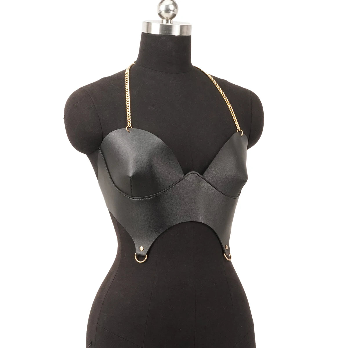 Punk Gothic Black PU Adjustable Corset Bustier Top For Women Street Decor For Rave Club Festival Party Daily Outfit