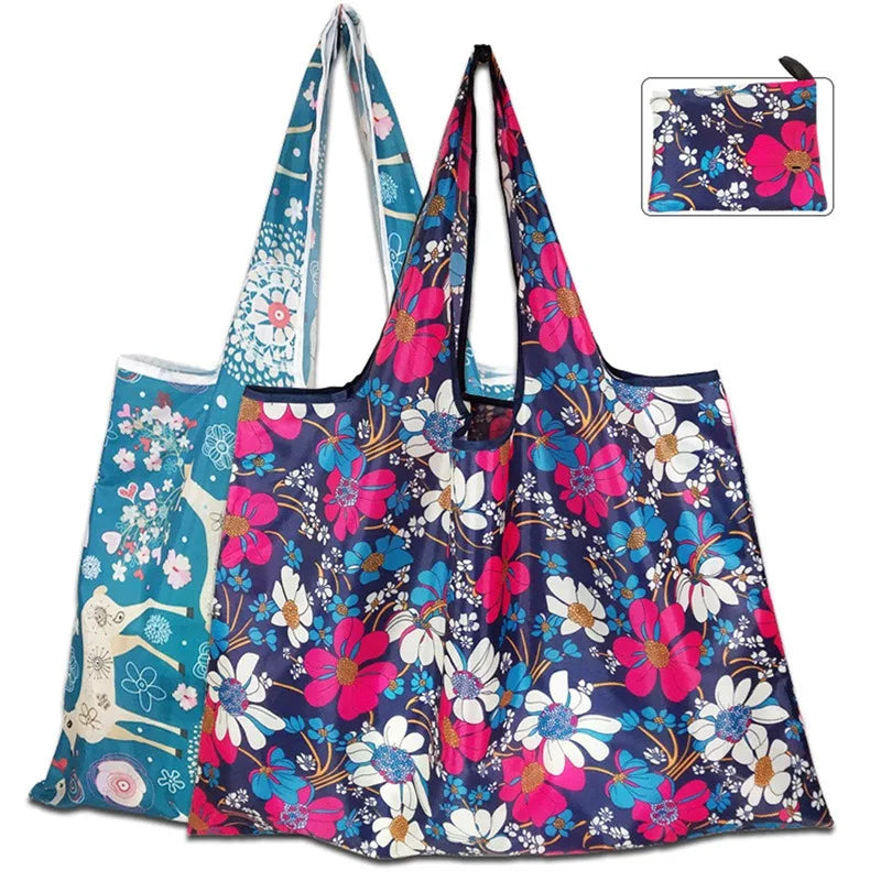 Foldable Reusable Shopping Tote Bag 1Pc Lightweight Colorful for Travel Daily Use Grocery Carry Eco Friendly Grocery Bag