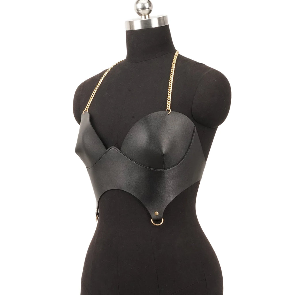 Punk Gothic Black PU Adjustable Corset Bustier Top For Women Street Decor For Rave Club Festival Party Daily Outfit