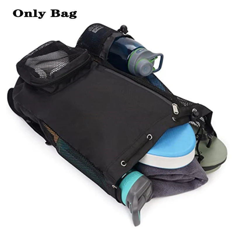 Swim Bag Mesh Drawstring Backpack with Wet Pocket Multipurpose Beach Backpack for Swimming, Gym, and Workout Gear