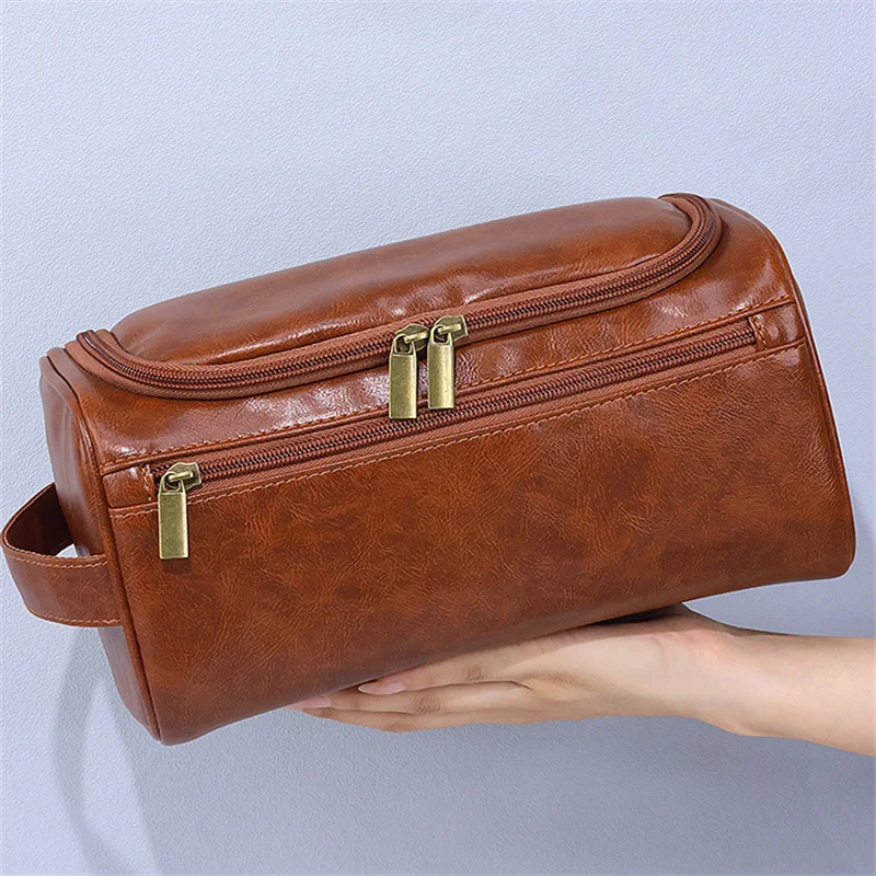 Leather Toiletry Bag For Men Women Kit Mens Hanging Toiletry Bag Travel Toiletry Bag For Traveling Large Capacity Cosmetic Bag
