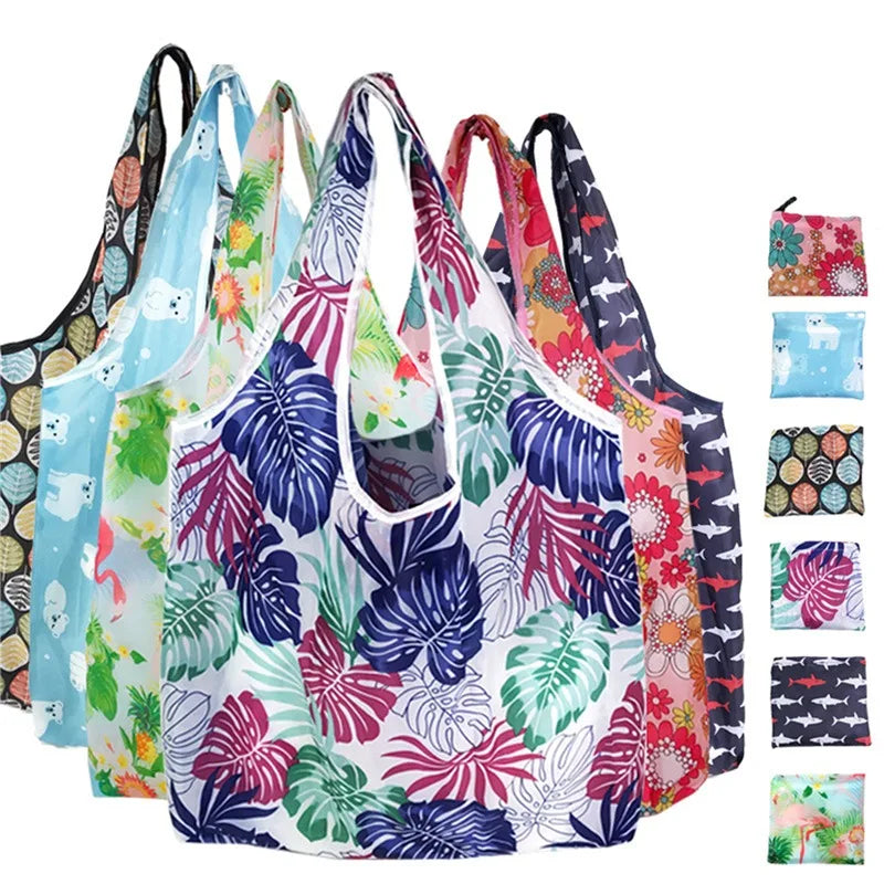 Foldable Reusable Shopping Tote Bag 1Pc Lightweight Colorful for Travel Daily Use Grocery Carry Eco Friendly Grocery Bag