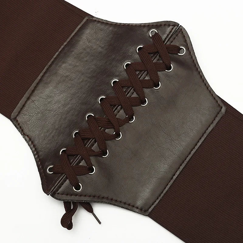 Corset Women Punk Black Wide Belt Leather Slimming Body Belts For Women Cummerbunds Elastic High Waist Belt Female Dress Corsets