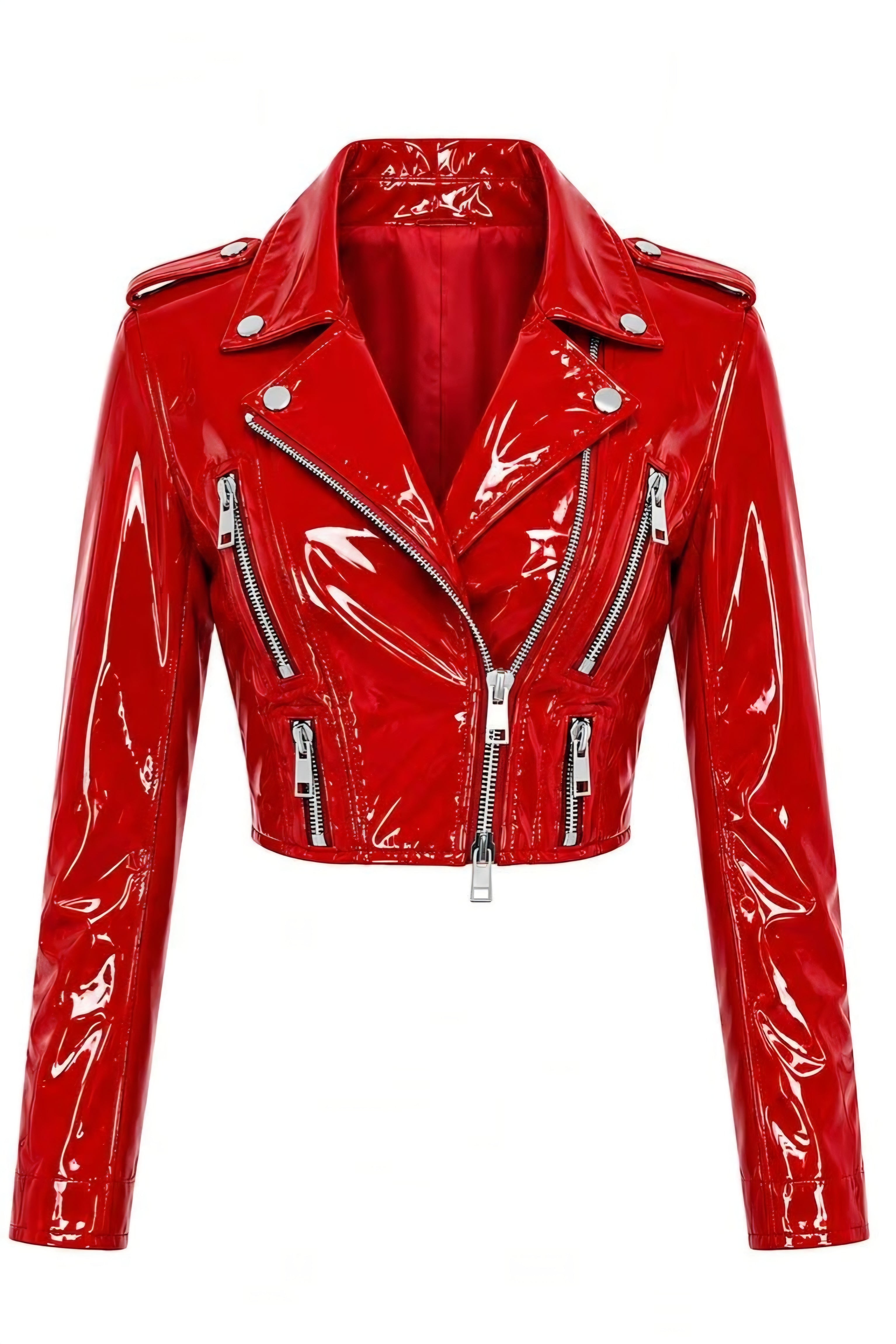 PVC - Women's Stunning Motorcycle Cropped Jacket