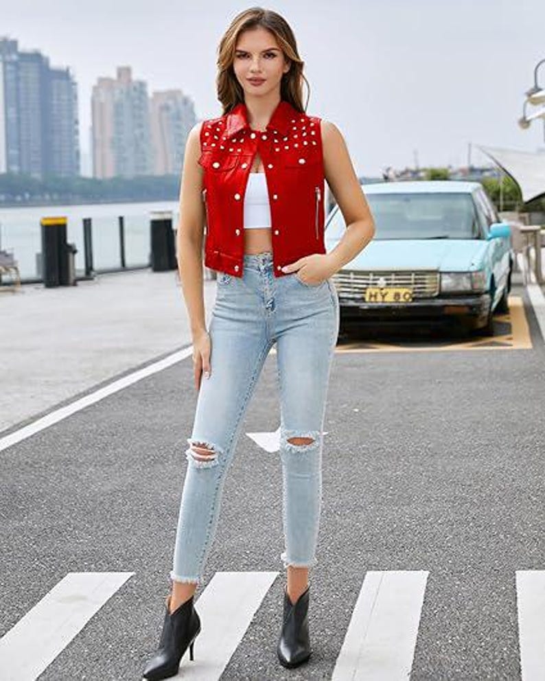 Handmade Women’s  Leather Vest Slim Fit