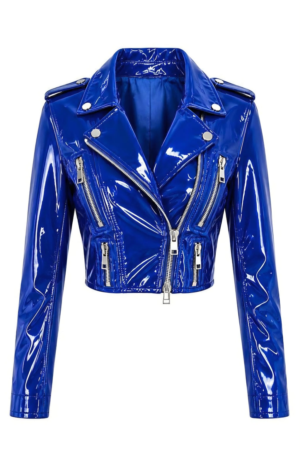 PVC - Women's Stunning Motorcycle Cropped Jacket