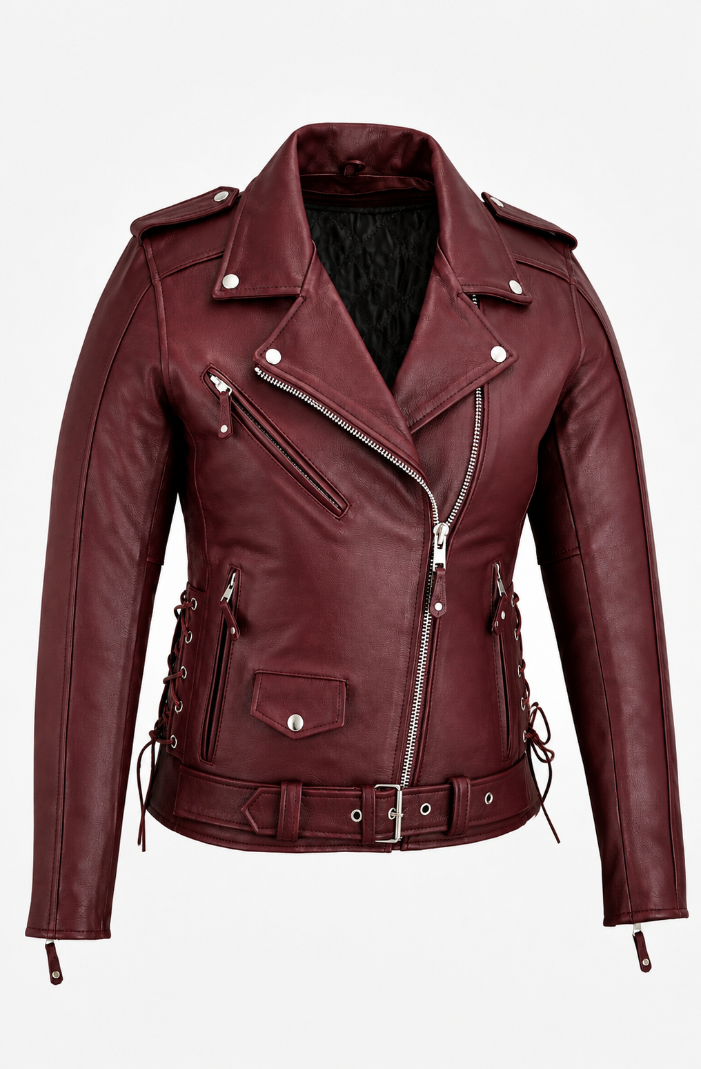 Women's Motorcycle Premium Cow Hide Thick Leather Jacket Zip Out Liner-USA