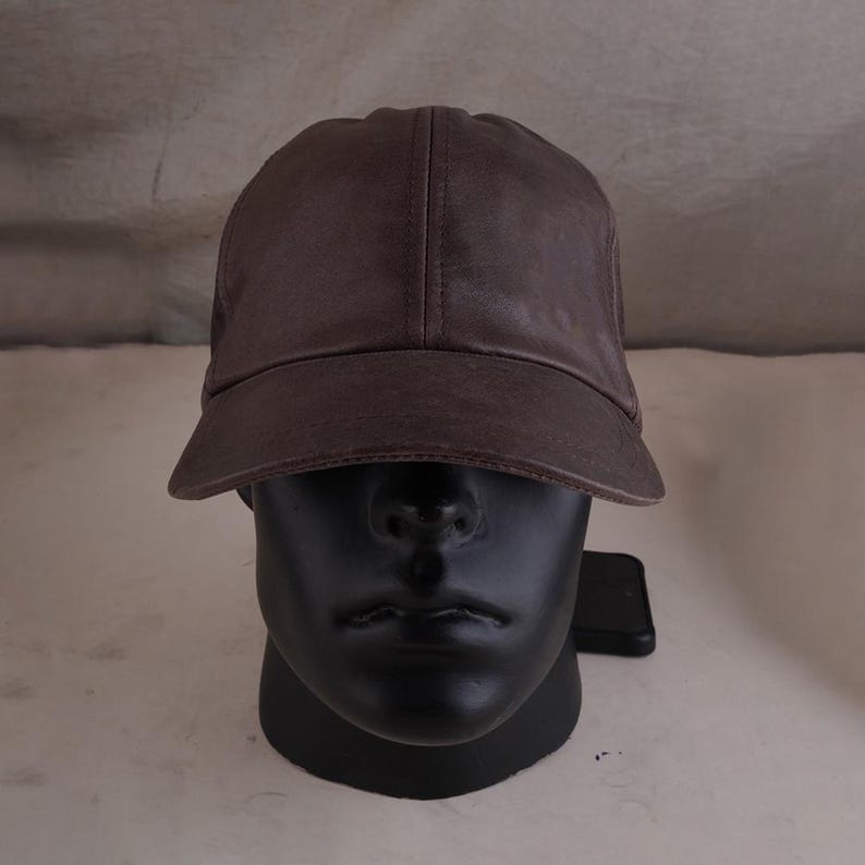 Unisex Leather Baseball Cap Distressed Biker Hat Adjustable Sports Casual Strap