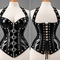 PVC Leather Corset – Front Zip OverBust Waist Shaper