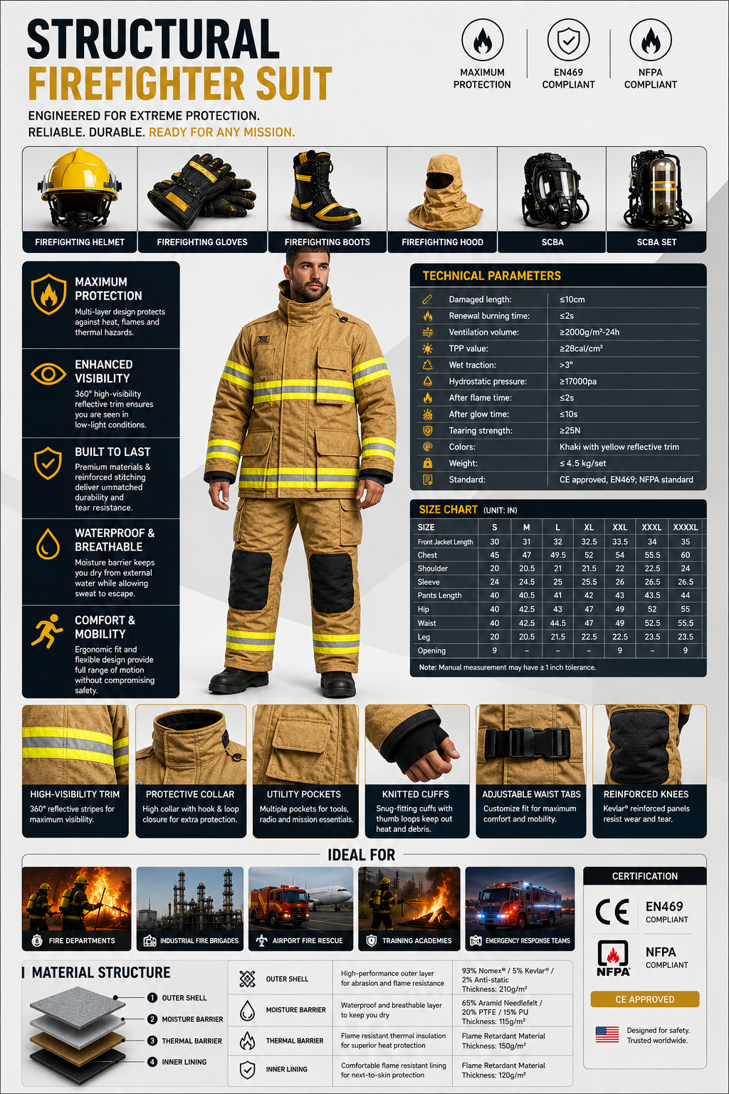 Firefighter Suit With NFPA1971 Certified