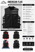 Men's Genuine Leather USA Flag Vest Motorcycle Biker Sleeveless Riding Vest