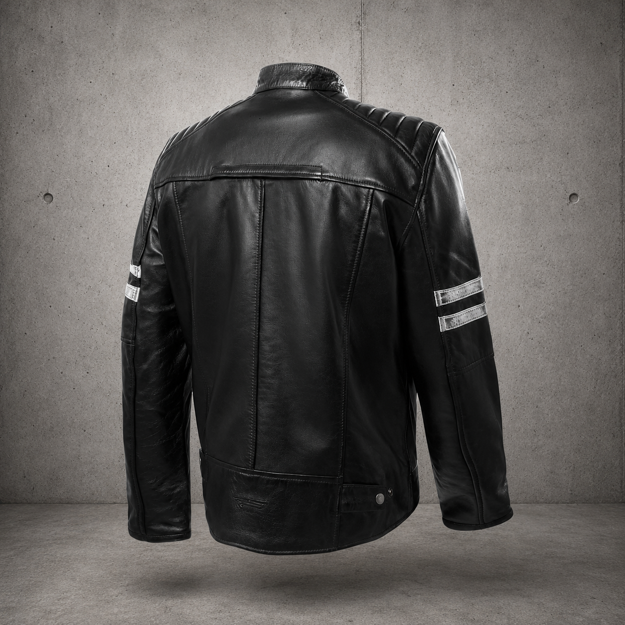 Leather Motorcycle Jacket Cowhide Cafe Racer Riding Padded Armor Jacket