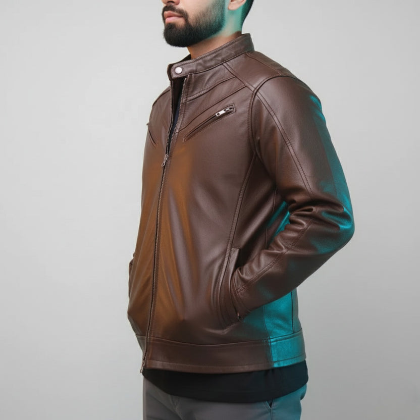 Mens Primium Leather Jacket - Eagle Terry Brown Jacket – Sheep Leather