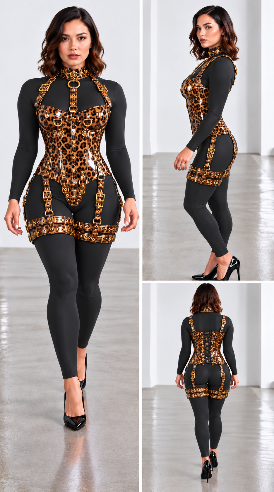 PVC Gloss | Leopered | OverBust Corset