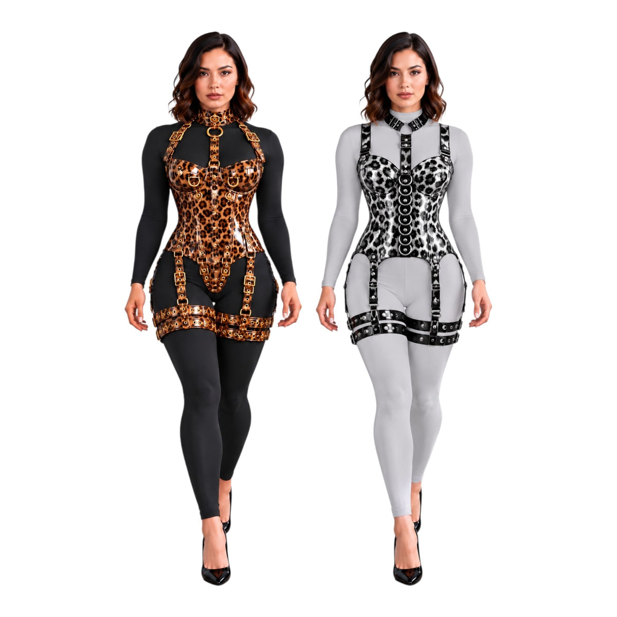 PVC Gloss | Leopered | OverBust Corset