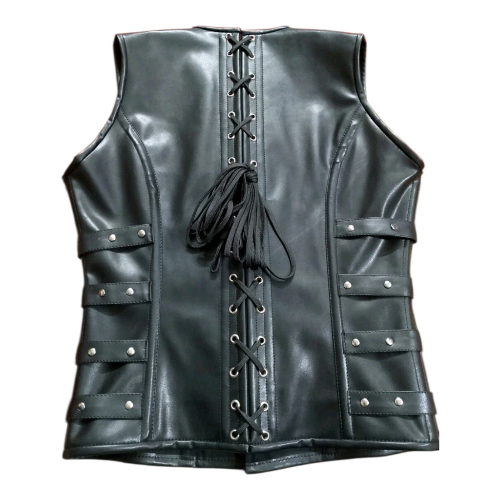 Mens Corset Vest Real Leather Steel Boned Steampunk Gothic Business VEST USA