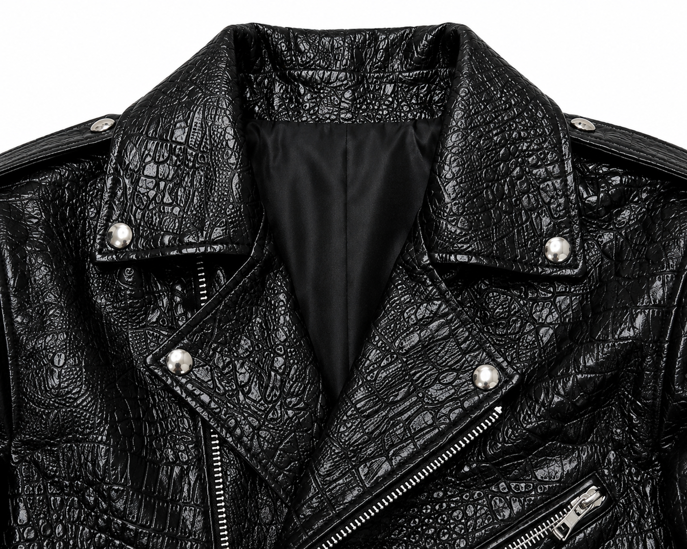 Mens Primium Leather Jacket Crocodile / Biker / Outerwear Jacket