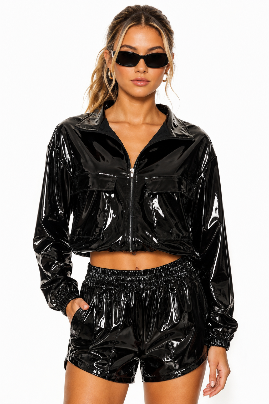 Premium PVC Cropped Jacket (Add Shorts)