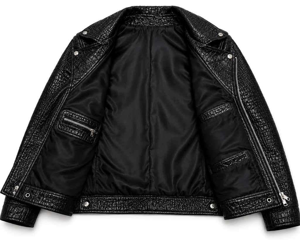 Mens Primium Leather Jacket Crocodile / Biker / Outerwear Jacket