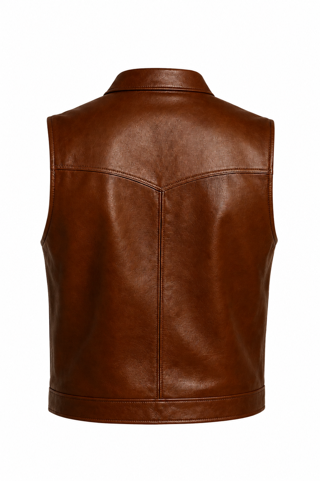 Men's Brown Leather Vest Western Cowboy Style Motorcycle Biker Slim Fit Waistcoat Vest
