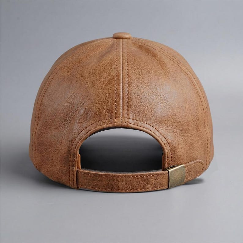 Unisex Leather Baseball Cap Distressed Biker Hat Adjustable Sports Casual Strap